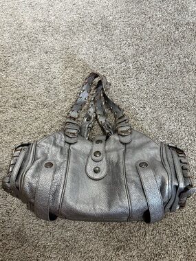 Chloe Metallic Gray Womens Leather Shoulder Bag